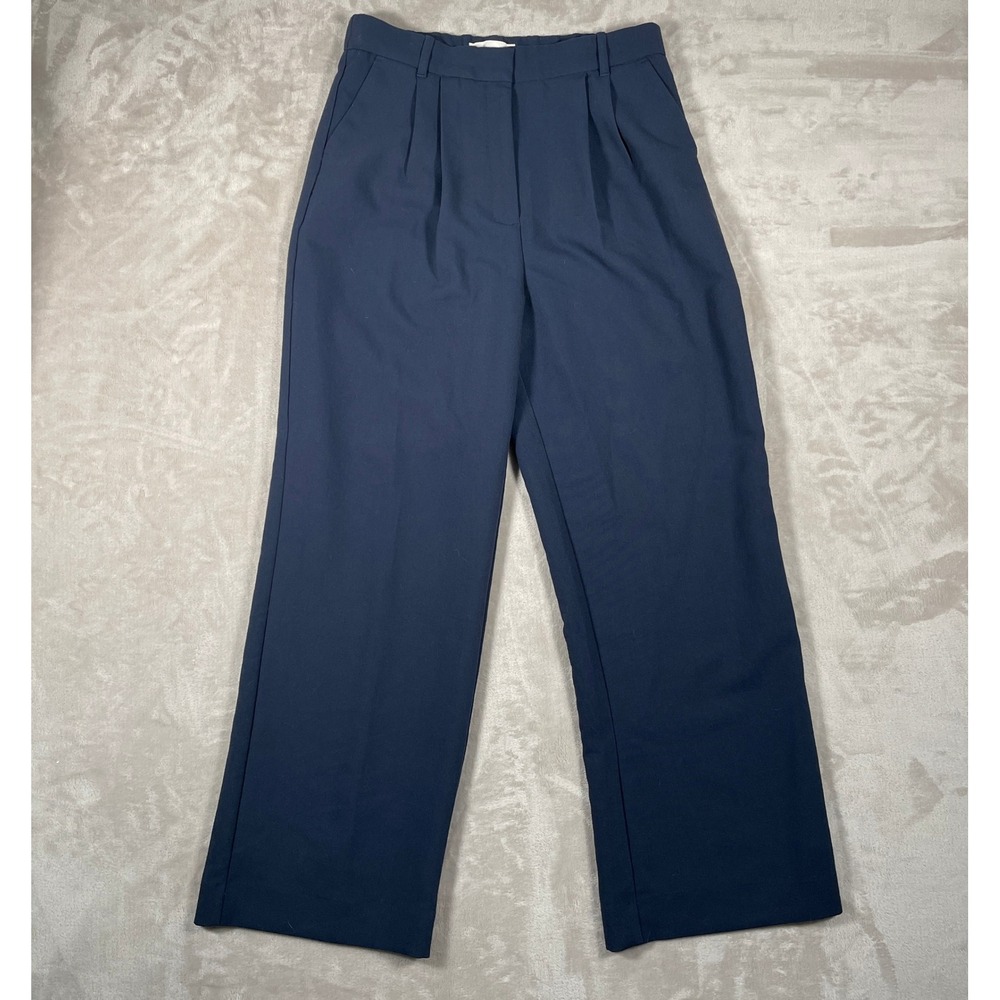 Abercrombie & Fitch Women's Pants Trousers Wide Leg Pleated Office 31_12 Blue